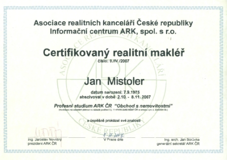 Certifikát ARK 2007